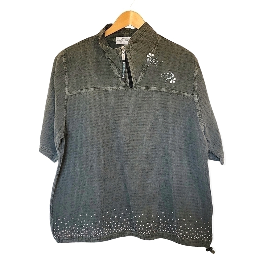 EZZE Wear Zipper Cotton Top | size MEDIUM